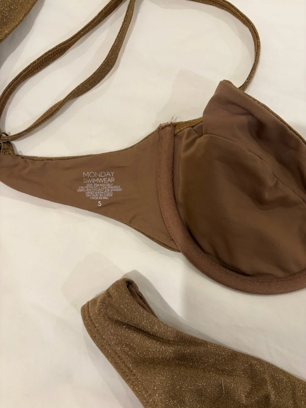 Monday Swimwear Brown Shimmery Underwire Bikini Set